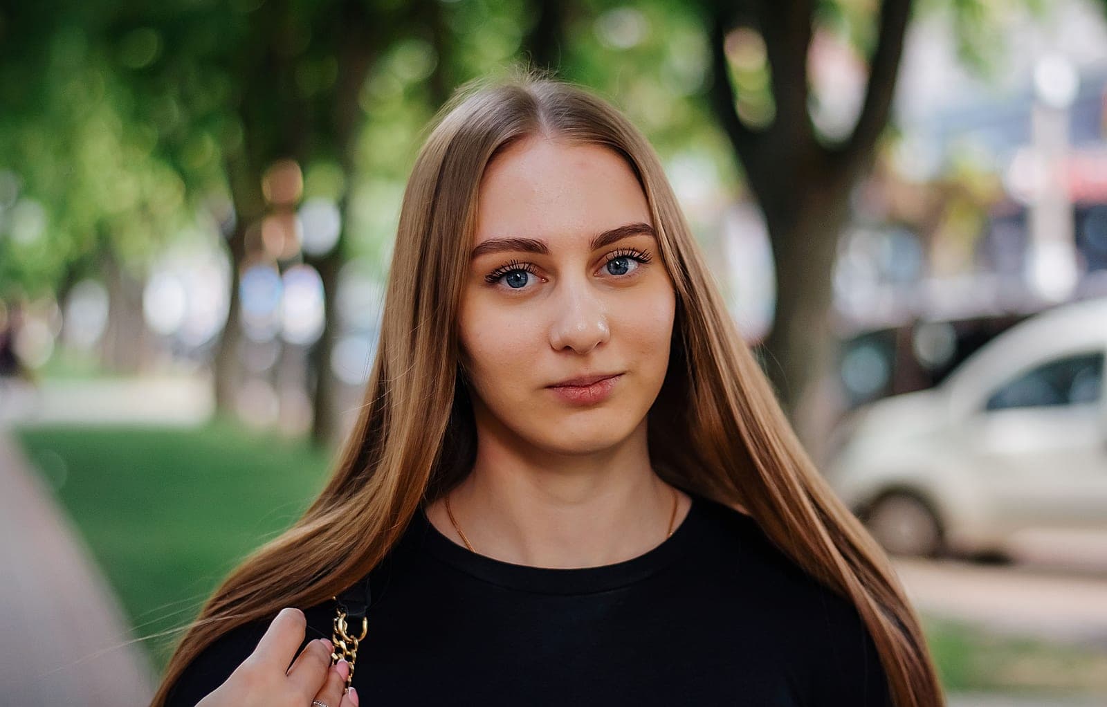 Fine straight hair being styled