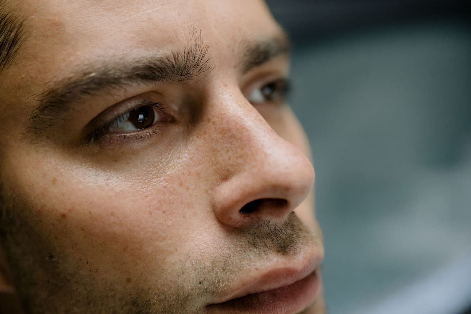 Close up of short stubble on a man's face