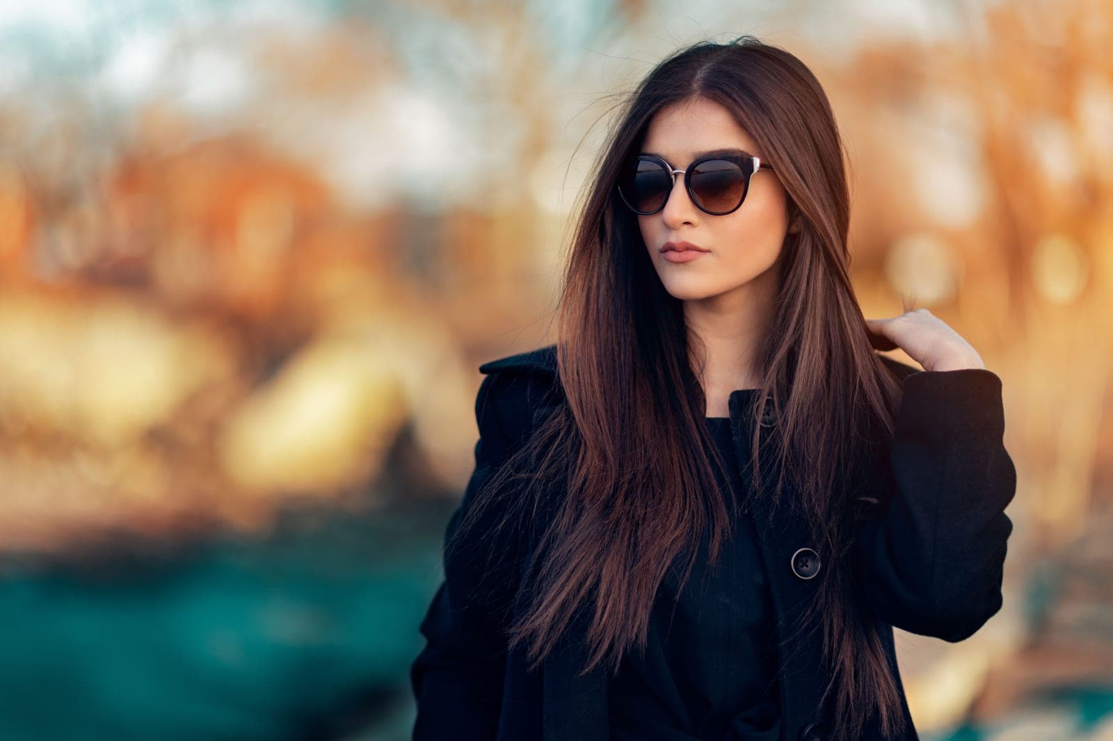Sleek shiny blowout hairstyle