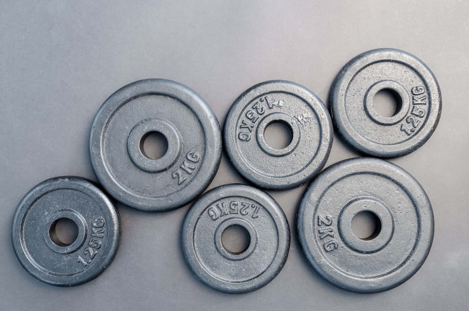 Close up of metal flat iron plates