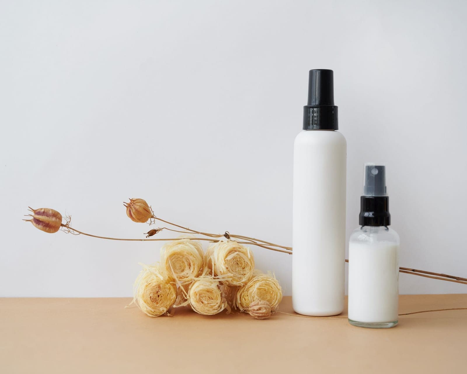 A hair product spray bottle